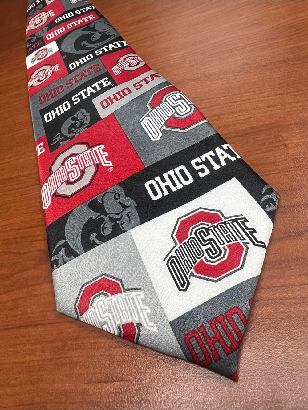 Ralph Marlin Ohio State Patterned Tie - Red, Gray, Black, White